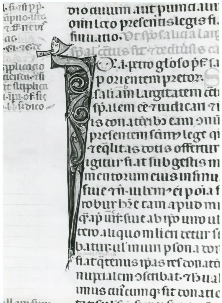 Universit&agrave; di Pisa. Dipartimento di Storia delle Arti , Anonimo italiano - sec. XIV, primo quarto - Lucca, Biblioteca Capitolare Feliniana, Ms. 325, f. 148v, particolare , fronte
