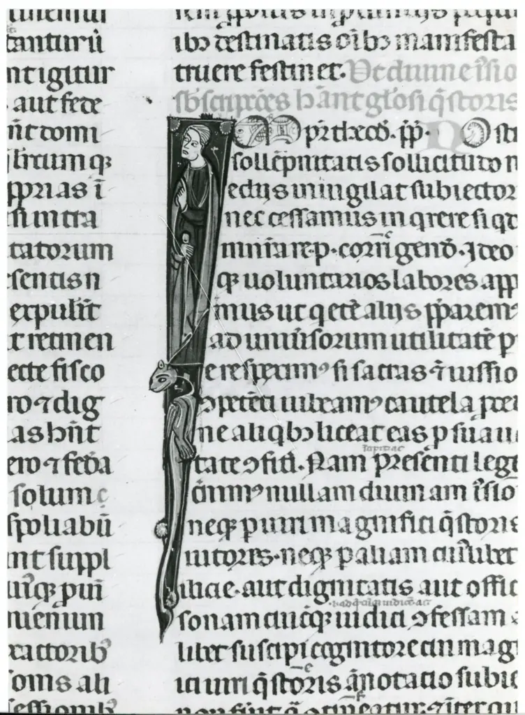 Universit&agrave; di Pisa. Dipartimento di Storia delle Arti , Anonimo italiano - sec. XIV, primo quarto - Lucca, Biblioteca Capitolare Feliniana, Ms. 325, f. 140r, particolare , fronte