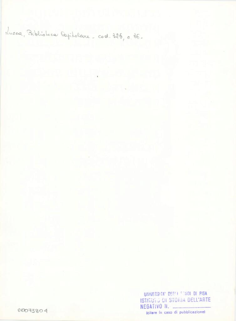 Università di Pisa. Dipartimento di Storia delle Arti , Anonimo italiano - sec. XIV, primo quarto - Lucca, Biblioteca Capitolare Feliniana, Ms. 325, f. 36r, particolare , retro