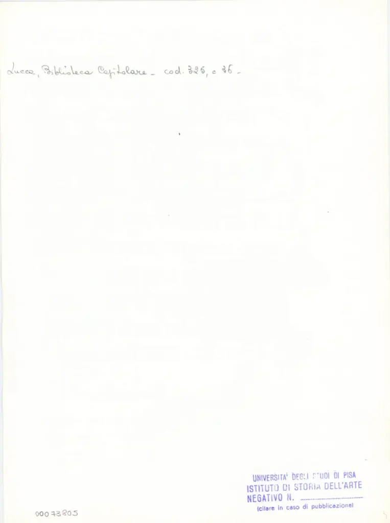 Università di Pisa. Dipartimento di Storia delle Arti , Anonimo italiano - sec. XIV, primo quarto - Lucca, Biblioteca Capitolare Feliniana, Ms. 325, f. 36r, particolare , retro