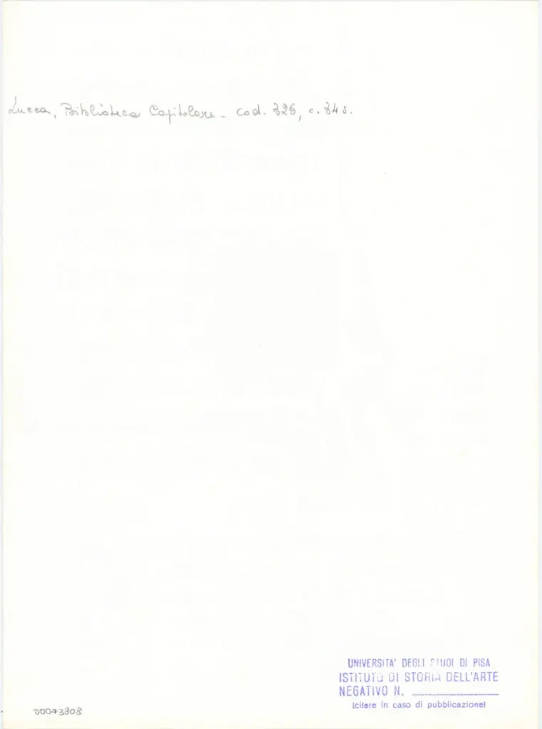 Università di Pisa. Dipartimento di Storia delle Arti , Anonimo italiano- sec. XIV, primo quarto - Lucca, Biblioteca Capitolare Feliniana, Ms. 325, f. 34v, particolare , retro