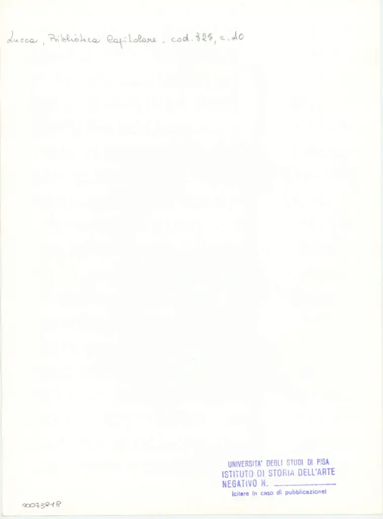 Universit&agrave; di Pisa. Dipartimento di Storia delle Arti , Anonimo italiano - sec. XIV, primo quarto - Lucca, Biblioteca Capitolare Feliniana, Ms. 325, f. 40r, particolare , retro