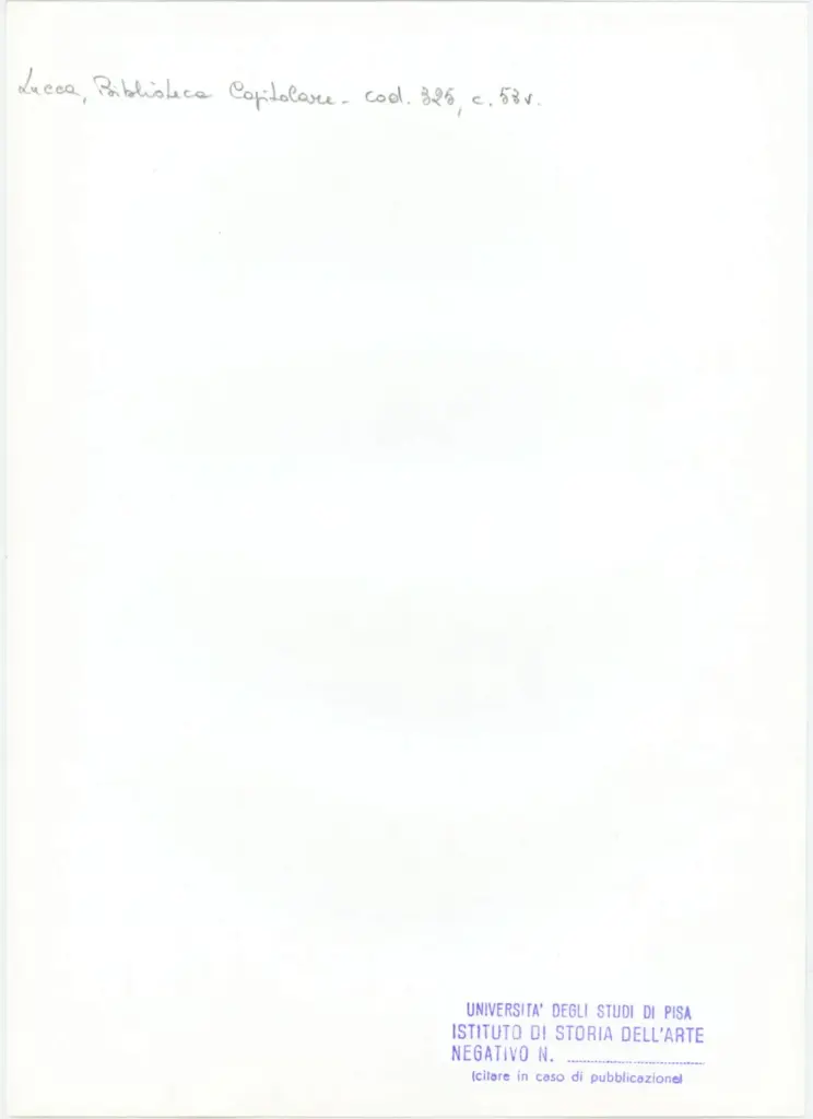 Università di Pisa. Dipartimento di Storia delle Arti , Anonimo italiano - sec. XIV, primo quarto - Lucca, Biblioteca Capitolare Feliniana, Ms. 325, f. 53v, particolare , retro