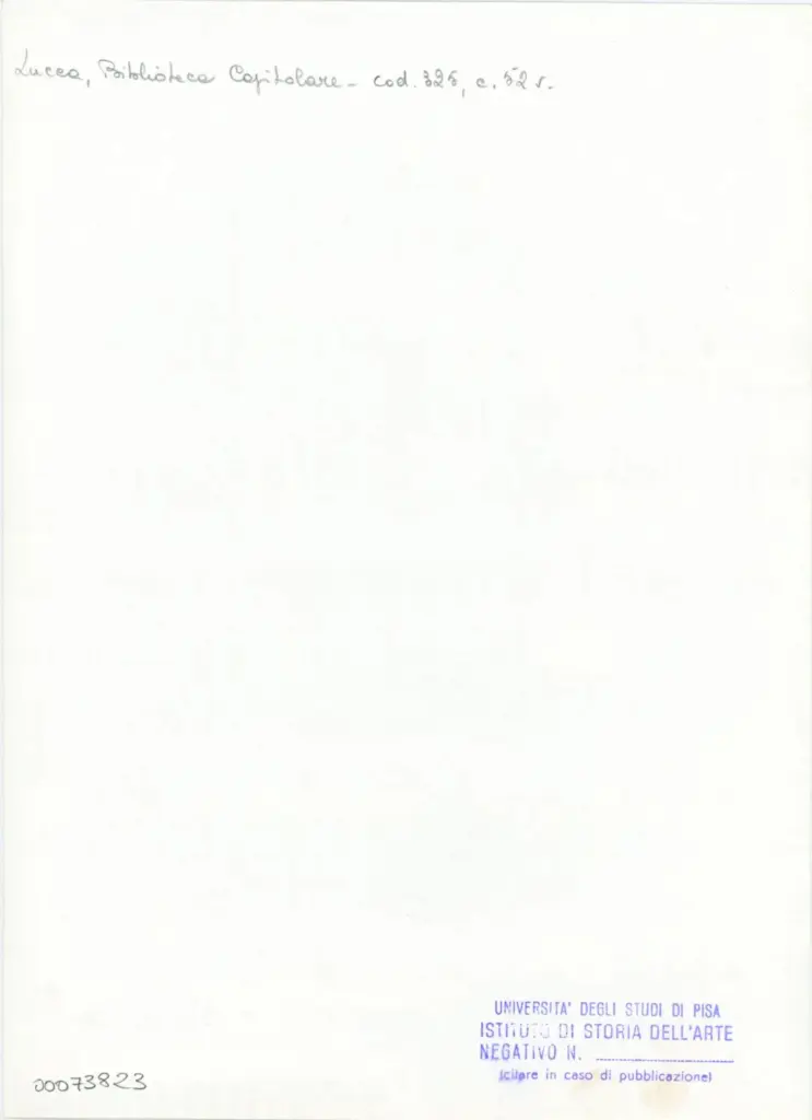 Università di Pisa. Dipartimento di Storia delle Arti , Anonimo italiano - sec. XIV, primo quarto - Lucca, Biblioteca Capitolare Feliniana, Ms. 325, f. 52v, particolare , retro