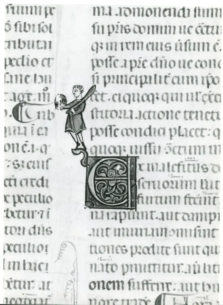 Universit&agrave; di Pisa. Dipartimento di Storia delle Arti , Anonimo italiano - sec. XIV, primo quarto - Lucca, Biblioteca Capitolare Feliniana, Ms. 325, f. 52r, particolare , fronte