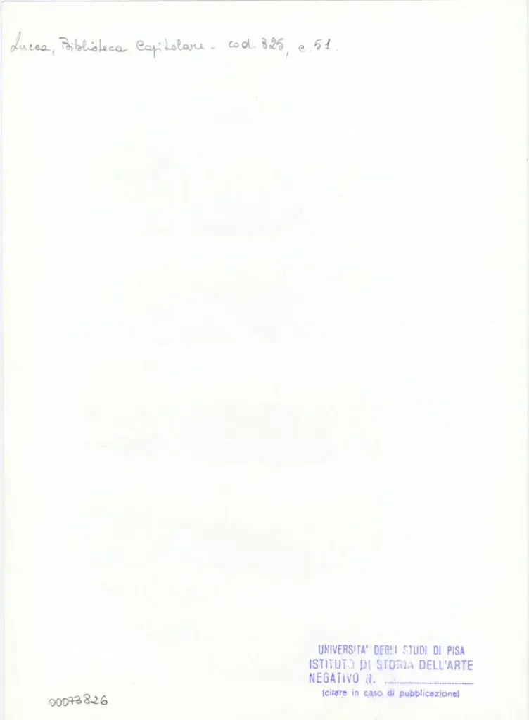 Universit&agrave; di Pisa. Dipartimento di Storia delle Arti , Anonimo italiano - sec. XIV, primo quarto - Lucca, Biblioteca Capitolare Feliniana, Ms. 325, f. 51r, particolare , retro
