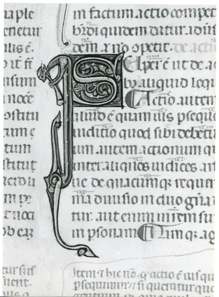 Universit&agrave; di Pisa. Dipartimento di Storia delle Arti , Anonimo italiano - sec. XIV, primo quarto - Lucca, Biblioteca Capitolare Feliniana, Ms. 325, f. 46v, particolare , fronte