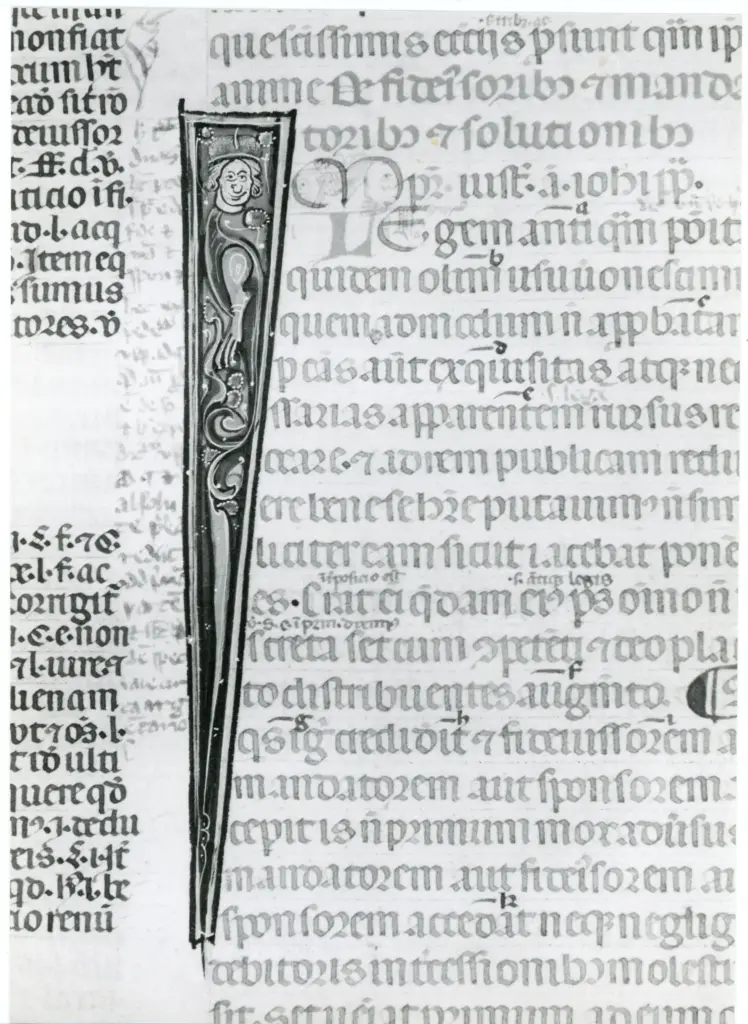 Universit&agrave; di Pisa. Dipartimento di Storia delle Arti , Anonimo italiano - sec. XIV, primo quarto - Lucca, Biblioteca Capitolare Feliniana, Ms. 325, f. 64r, particolare , fronte