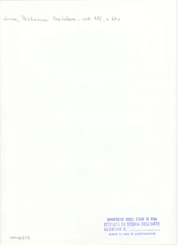 Università di Pisa. Dipartimento di Storia delle Arti , Anonimo italiano - sec. XIV, primo quarto - Lucca, Biblioteca Capitolare Feliniana, Ms. 325, f. 60v, particolare , retro