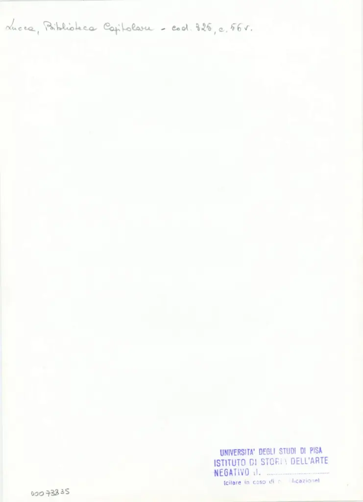 Università di Pisa. Dipartimento di Storia delle Arti , Anonimo italiano - sec. XIV, primo quarto - Lucca, Biblioteca Capitolare Feliniana, Ms. 325, f. 56v, particolare , retro
