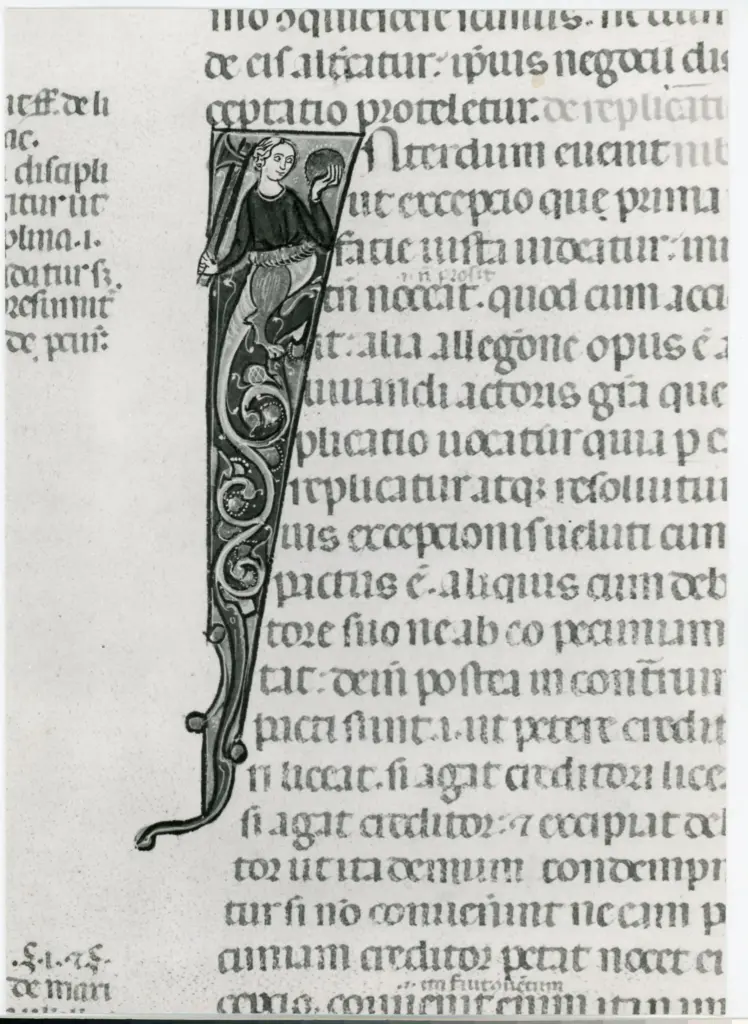 Universit&agrave; di Pisa. Dipartimento di Storia delle Arti , Anonimo italiano - sec. XIV, primo quarto - Lucca, Biblioteca Capitolare Feliniana, Ms. 325, f. 54v, particolare , fronte