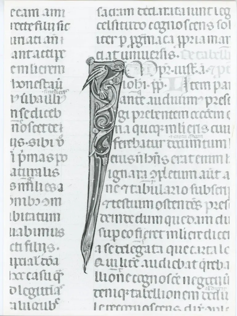 Universit&agrave; di Pisa. Dipartimento di Storia delle Arti , Anonimo italiano - sec. XIV, primo quarto - Lucca, Biblioteca Capitolare Feliniana, Ms. 325, f. 100v, particolare , fronte