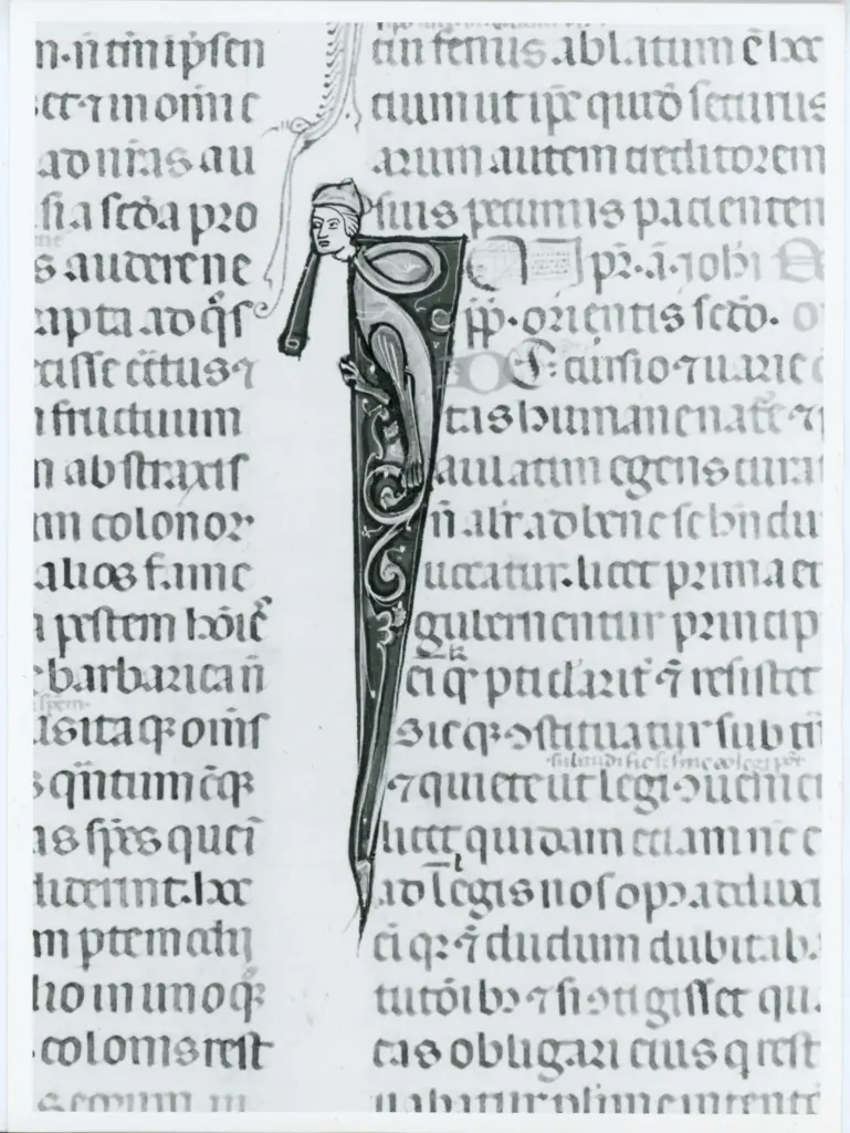 Universit&agrave; di Pisa. Dipartimento di Storia delle Arti , Anonimo italiano - sec. XIV, primo quarto - Lucca, Biblioteca Capitolare Feliniana, Ms. 325, f. 99v, particolare , fronte