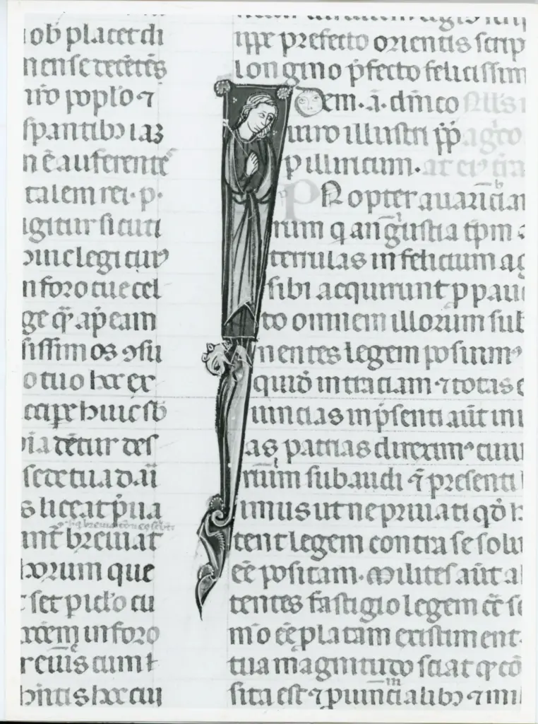 Universit&agrave; di Pisa. Dipartimento di Storia delle Arti , Anonimo italiano - sec. XIV, primo quarto - Lucca, Biblioteca Capitolare Feliniana, Ms. 325, f. 99r, particolare , fronte