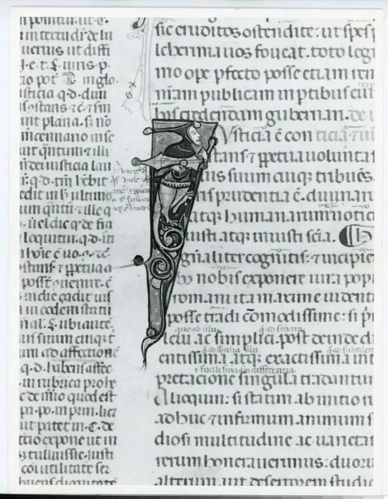 Universit&agrave; di Pisa. Dipartimento di Storia delle Arti , Anonimo italiano - sec. XIV, primo quarto - Lucca, Biblioteca Capitolare Feliniana, Ms. 325, f. 1v, particolare , fronte