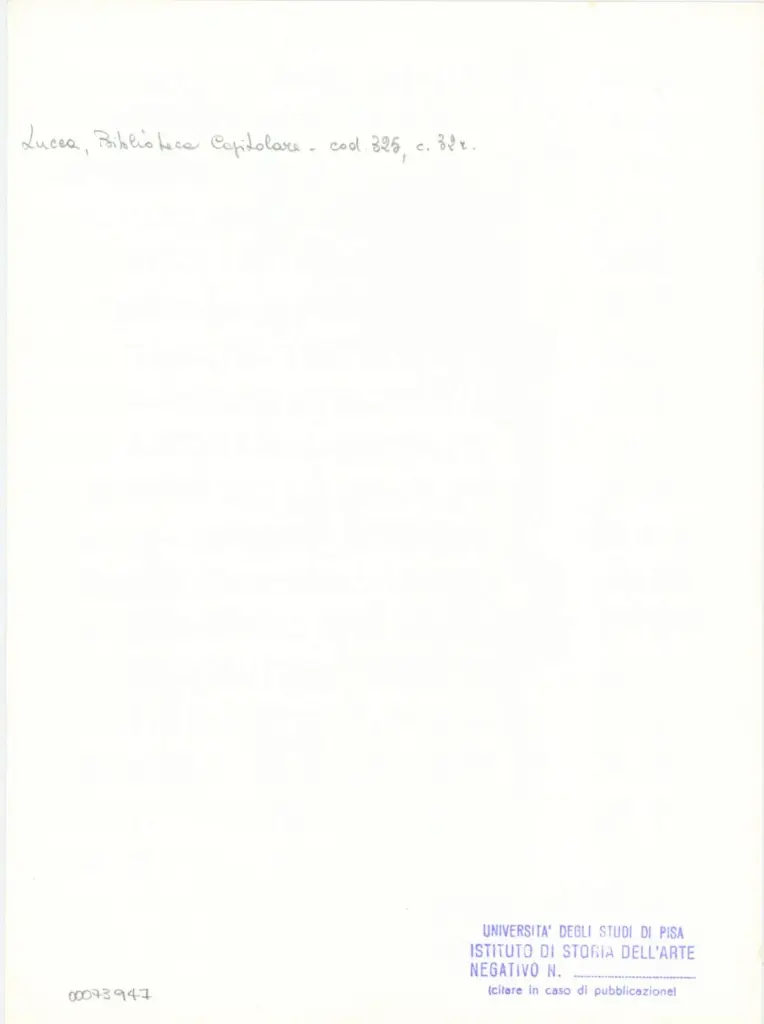 Università di Pisa. Dipartimento di Storia delle Arti , Anonimo italiano - sec. XIV, primo quarto - Lucca, Biblioteca Capitolare Feliniana, Ms. 325, f. 32r, particolare , retro