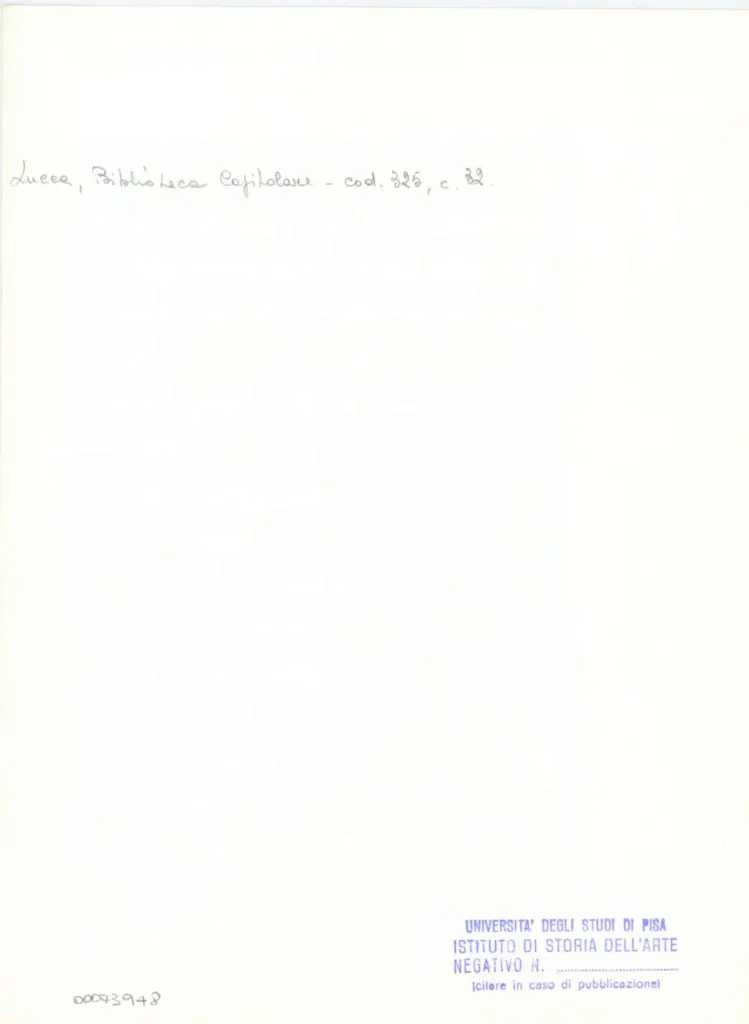 Università di Pisa. Dipartimento di Storia delle Arti , Anonimo italiano - sec. XIV, primo quarto - Lucca, Biblioteca Capitolare Feliniana, Ms. 325, f. 32r, particolare , retro