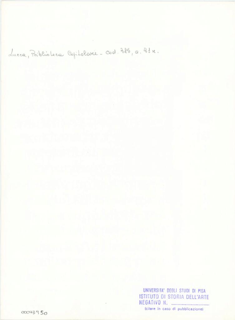 Università di Pisa. Dipartimento di Storia delle Arti , Anonimo italiano - sec. XIV, primo quarto - Lucca, Biblioteca Capitolare Feliniana, Ms. 325, f. 31r , retro
