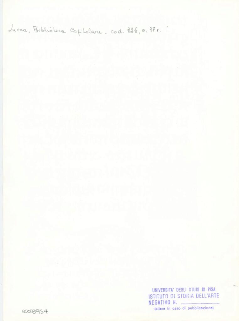 Università di Pisa. Dipartimento di Storia delle Arti , Anonimo italiano - sec. XIV, primo quarto - Lucca, Biblioteca Capitolare Feliniana, Ms. 325, f. 37v, particolare , retro