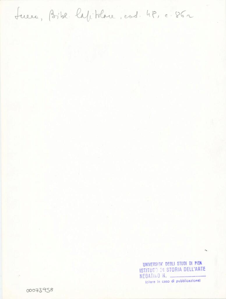 Università di Pisa. Dipartimento di Storia delle Arti , Anonimo italiano - sec. XII, inizio - Lucca, Biblioteca Capitolare Feliniana, Ms. 48, f. 86r, particolare , retro