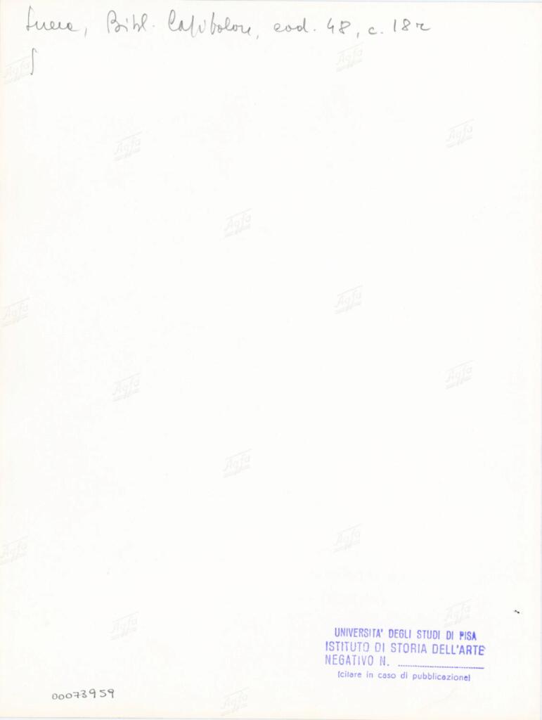 Università di Pisa. Dipartimento di Storia delle Arti , Anonimo italiano - sec. XII, inizio - Lucca, Biblioteca Capitolare Feliniana, Ms. 48, f. 18v, particolare , retro