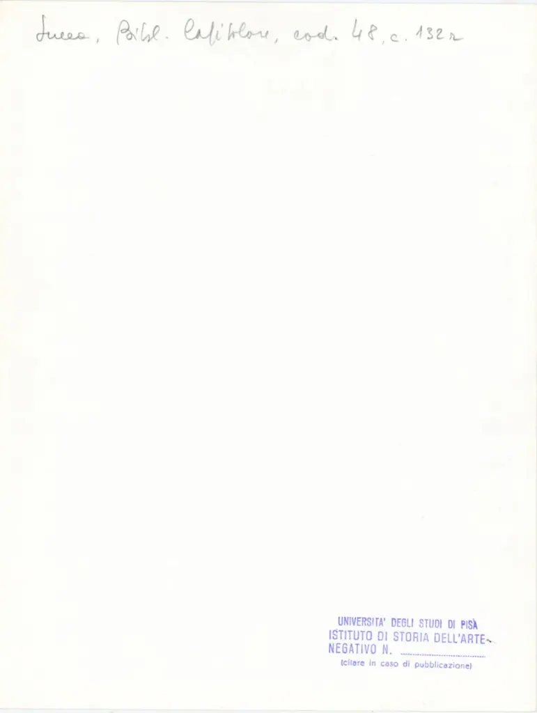 Università di Pisa. Dipartimento di Storia delle Arti , Anonimo italiano - sec. XII, inizio - Lucca, Biblioteca Capitolare Feliniana, Ms. 48, f. 131v, particolare , retro