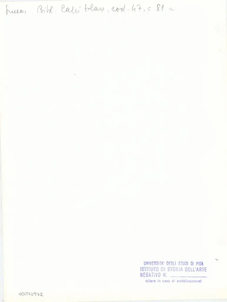 Universit&agrave; di Pisa. Dipartimento di Storia delle Arti , Anonimo italiano - sec. XII, inizio - Lucca, Biblioteca Capitolare Feliniana, Ms. 47, f. 81r, particolare , retro