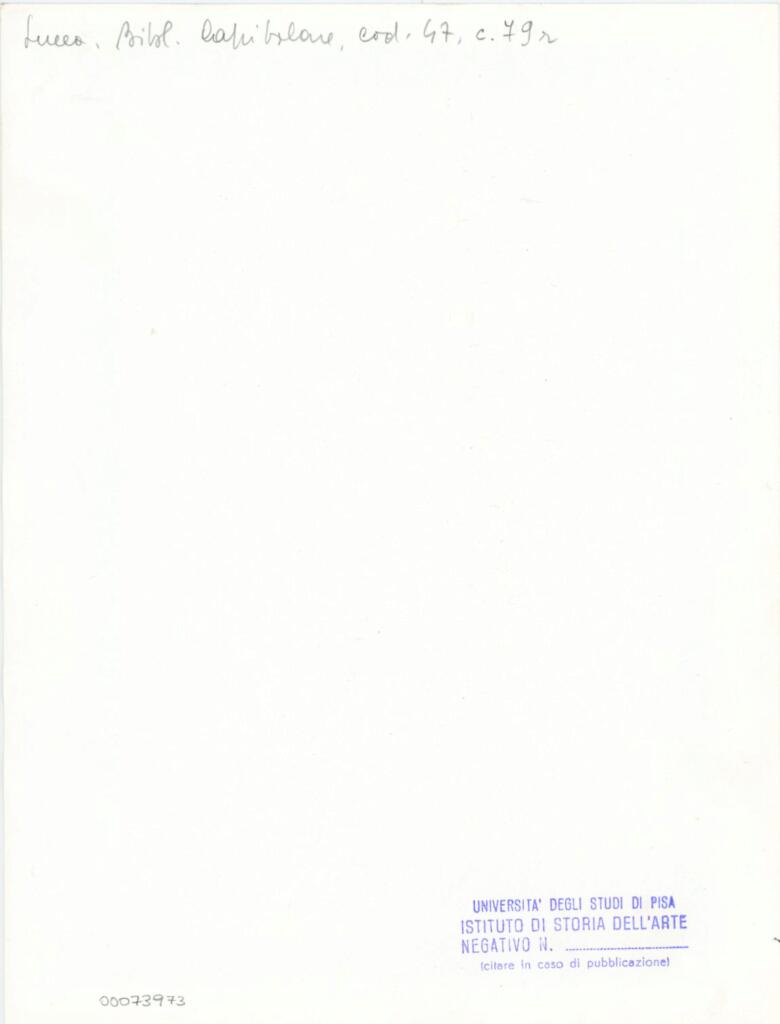 Università di Pisa. Dipartimento di Storia delle Arti , Anonimo italiano - sec. XII, inizio - Lucca, Biblioteca Capitolare Feliniana, Ms. 47, f. 79r , retro