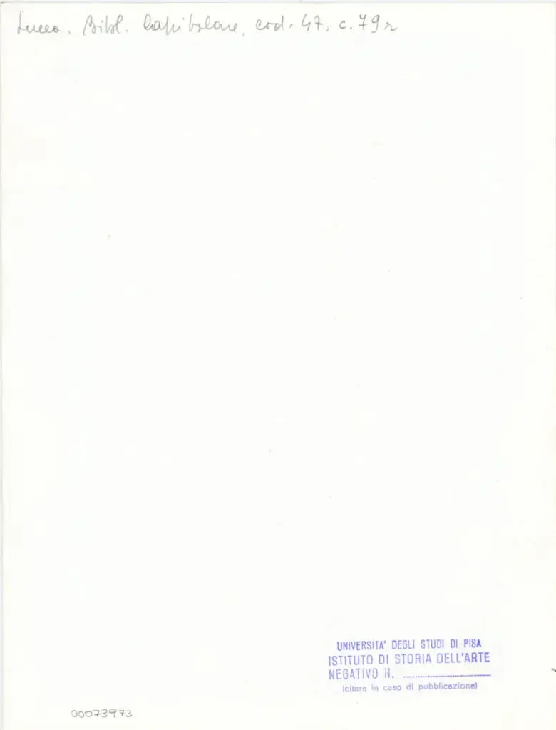 Universit&agrave; di Pisa. Dipartimento di Storia delle Arti , Anonimo italiano - sec. XII, inizio - Lucca, Biblioteca Capitolare Feliniana, Ms. 47, f. 79r , retro