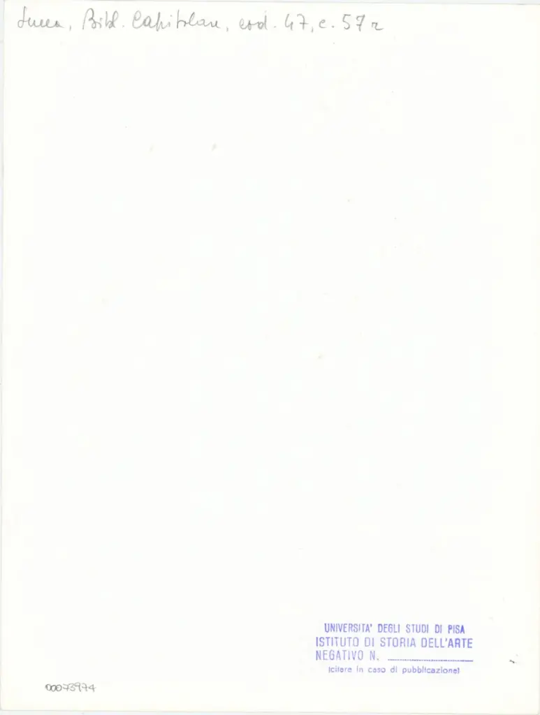 Università di Pisa. Dipartimento di Storia delle Arti , Anonimo italiano - sec. XII, inizio - Lucca, Biblioteca Capitolare Feliniana, Ms. 47, f. 57r, particolare , retro