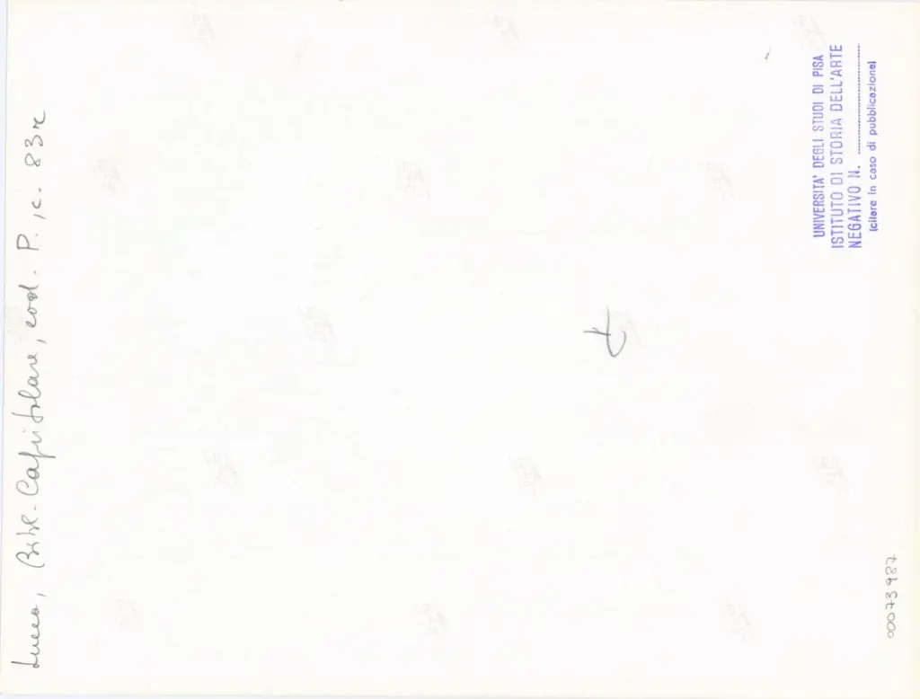 Università di Pisa. Dipartimento di Storia delle Arti , Anonimo italiano - sec. XII, prima metà - Lucca, Biblioteca Capitolare Feliniana, Ms. Passionario P, f. 83r, particolare , retro