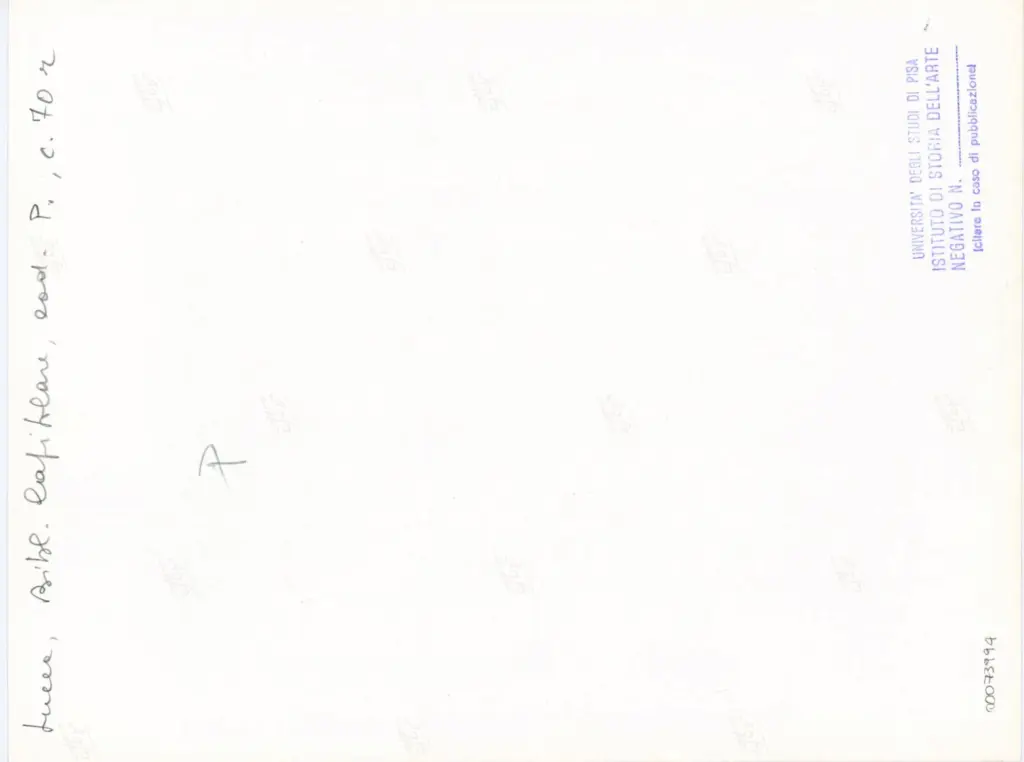 Università di Pisa. Dipartimento di Storia delle Arti , Anonimo italiano - sec. XII, prima metà - Lucca, Biblioteca Capitolare Feliniana, Ms. Passionario P, f. 70r, particolare , retro