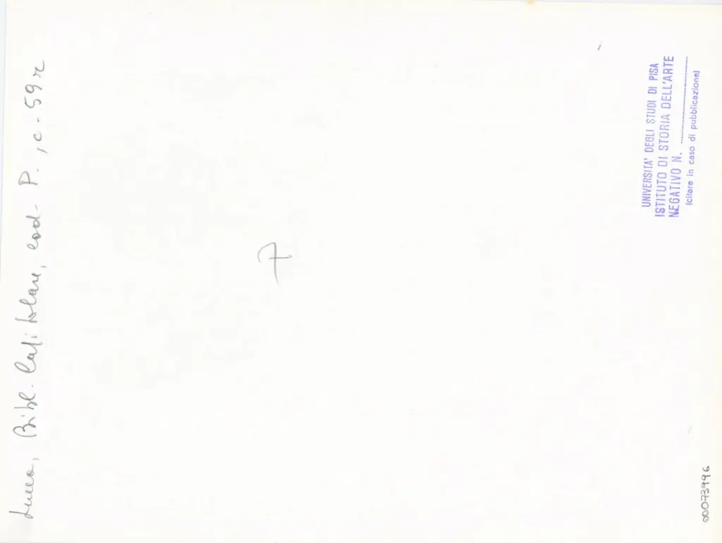 Universit&agrave; di Pisa. Dipartimento di Storia delle Arti , Anonimo italiano - sec. XII, prima met&agrave; - Lucca, Biblioteca Capitolare Feliniana, Ms. Passionario P, f. 59r, particolare , retro