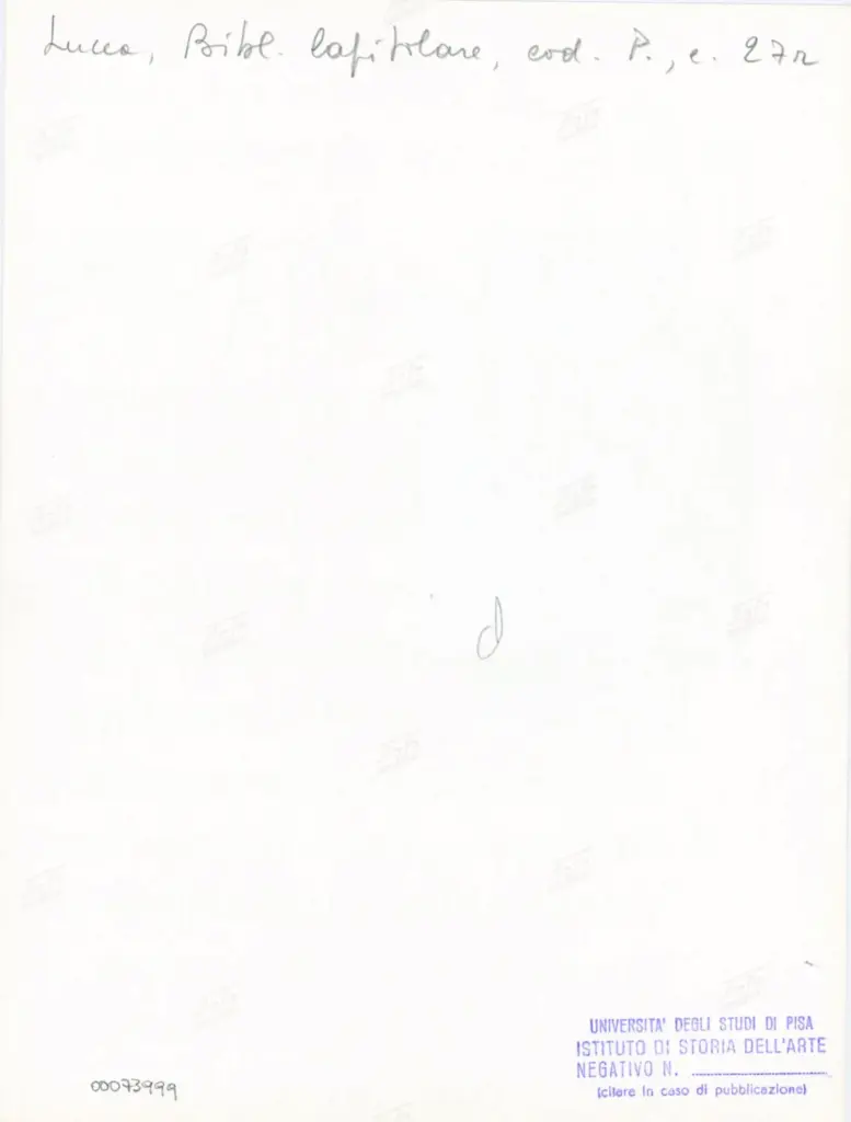 Universit&agrave; di Pisa. Dipartimento di Storia delle Arti , Anonimo italiano - sec. XII, prima met&agrave; - Lucca, Biblioteca Capitolare Feliniana, Ms. Passionario P, f. 27r, particolare , retro