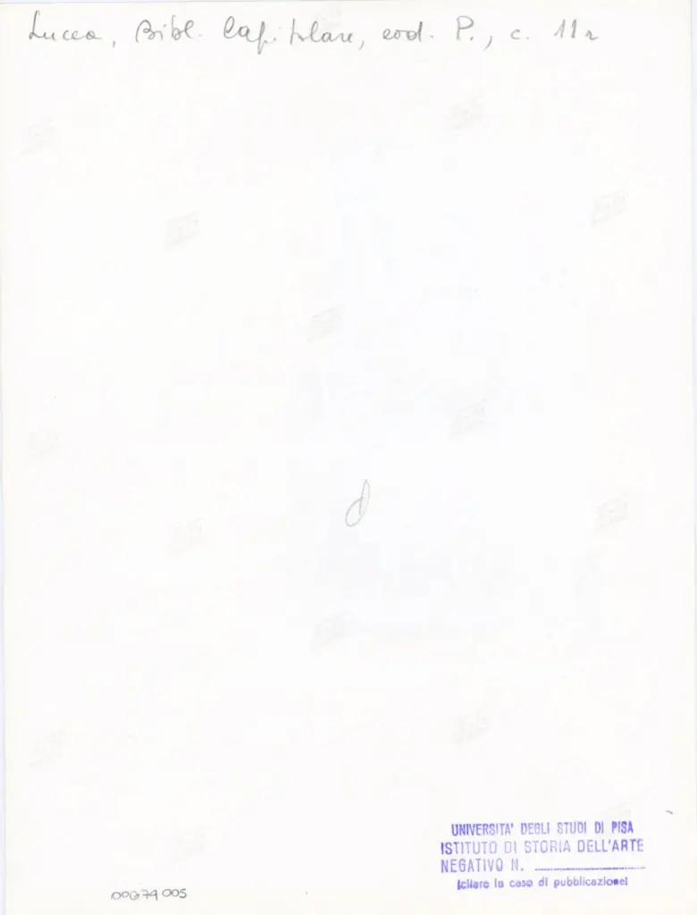 Universit&agrave; di Pisa. Dipartimento di Storia delle Arti , Anonimo italiano - sec. XII, prima met&agrave; - Lucca, Biblioteca Capitolare Feliniana, Ms. Passionario P+, f. 11r, particolare , retro