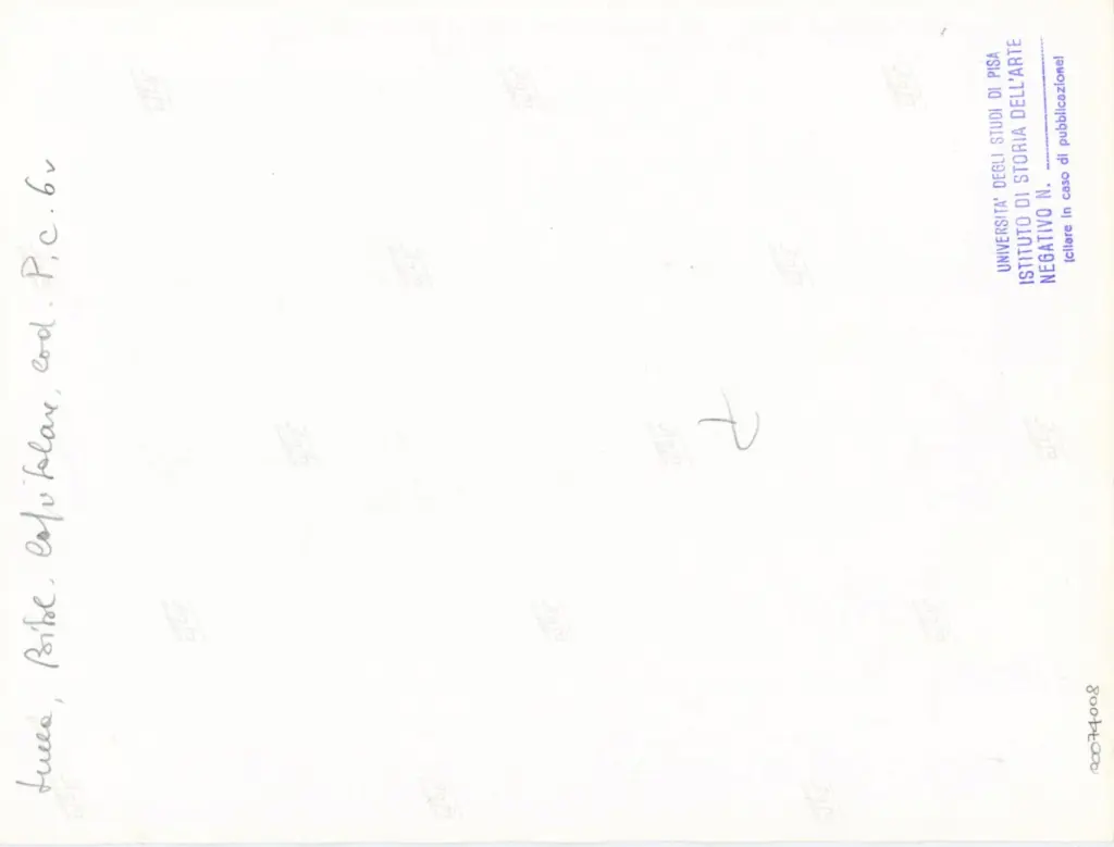 Università di Pisa. Dipartimento di Storia delle Arti , Anonimo italiano - sec. XII, prima metà - Lucca, Biblioteca Capitolare Feliniana, Ms. Passionario P, f. 6v, particolare , retro