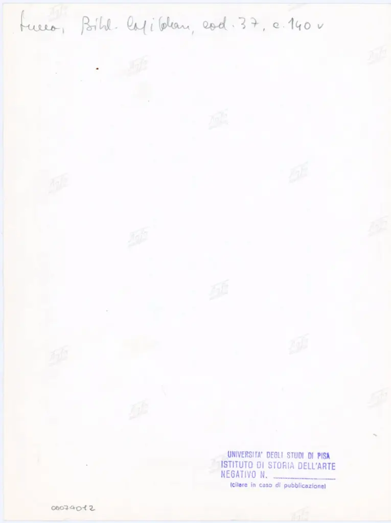 Università di Pisa. Dipartimento di Storia delle Arti , Anonimo italiano - sec. XII, primo quarto - Lucca, Biblioteca Capitolare Feliniana, Ms. 37, f. 140v, particolare , retro