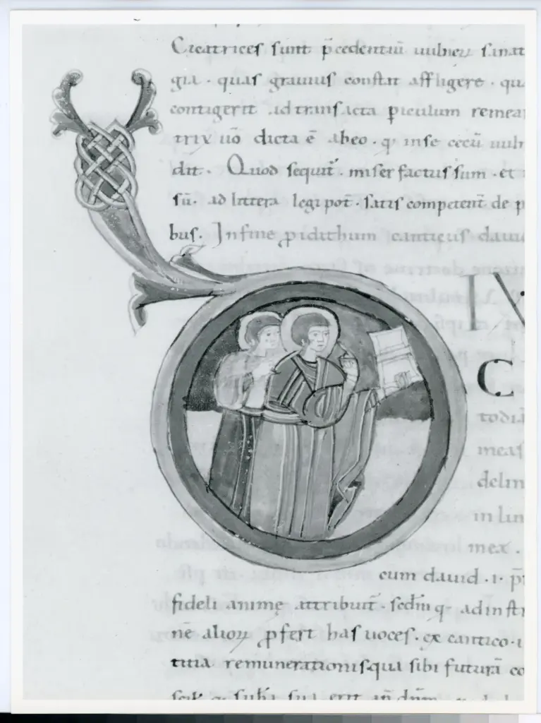 Universit&agrave; di Pisa. Dipartimento di Storia delle Arti , Anonimo italiano - sec. XII, primo quarto - Lucca, Biblioteca Capitolare Feliniana, Ms. 37, f. 107v, particolare , fronte