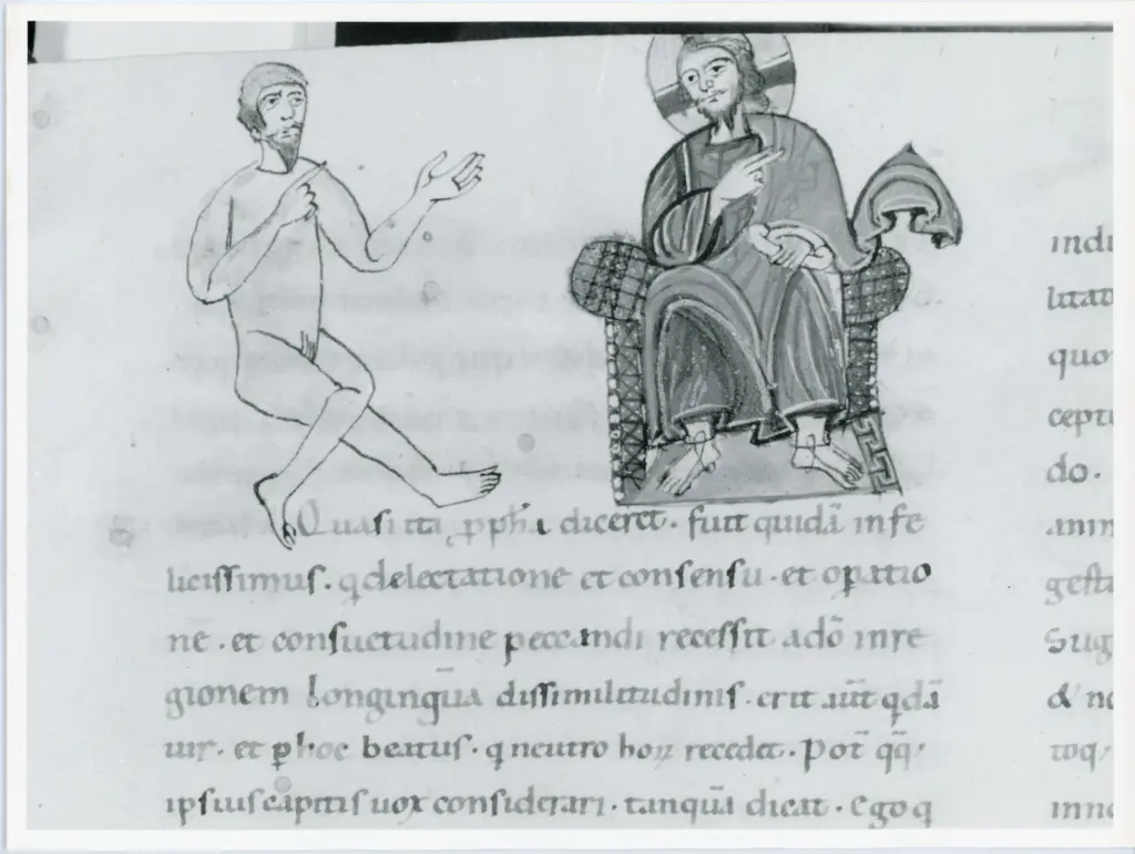 Universit&agrave; di Pisa. Dipartimento di Storia delle Arti , Anonimo italiano - sec. XII, primo quarto - Lucca, Biblioteca Capitolare Feliniana, Ms. 37, f. 4r, particolare , fronte