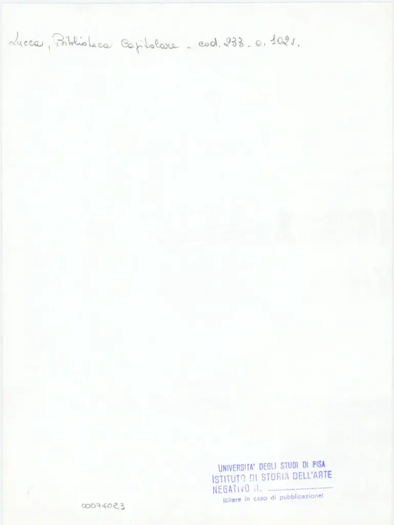 Universit&agrave; di Pisa. Dipartimento di Storia delle Arti , Anonimo italiano - sec. XIV, terzo quarto - Lucca, Biblioteca Capitolare Feliniana, Ms. 233, f. 102v, particolare , retro