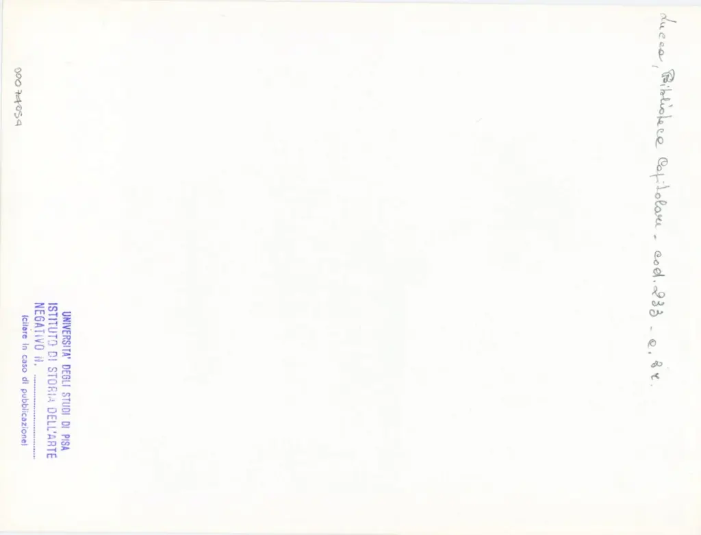 Universit&agrave; di Pisa. Dipartimento di Storia delle Arti , Anonimo italiano - sec. XIV, terzo quarto - Lucca, Biblioteca Capitolare Feliniana, Ms. 233, f. 3r, intero , retro