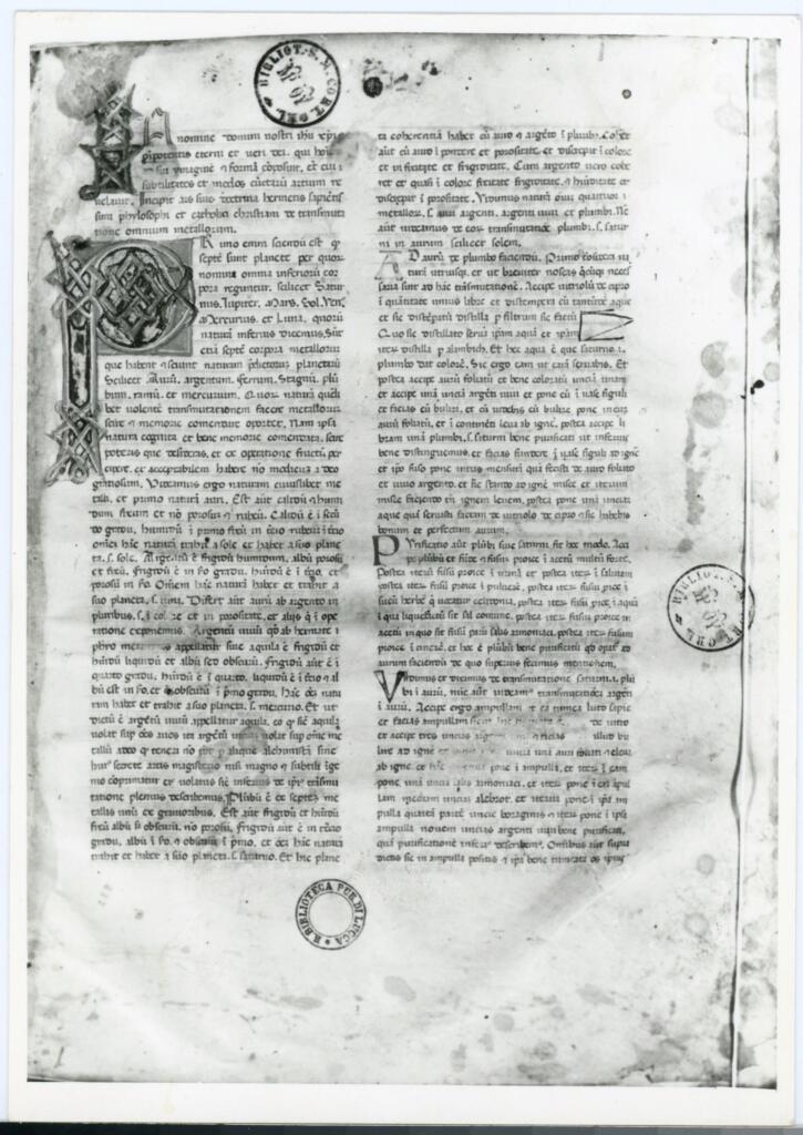 Anonimo , Lucca, Biblioteca Statale, Ms. 1939, c. 1r. , fronte