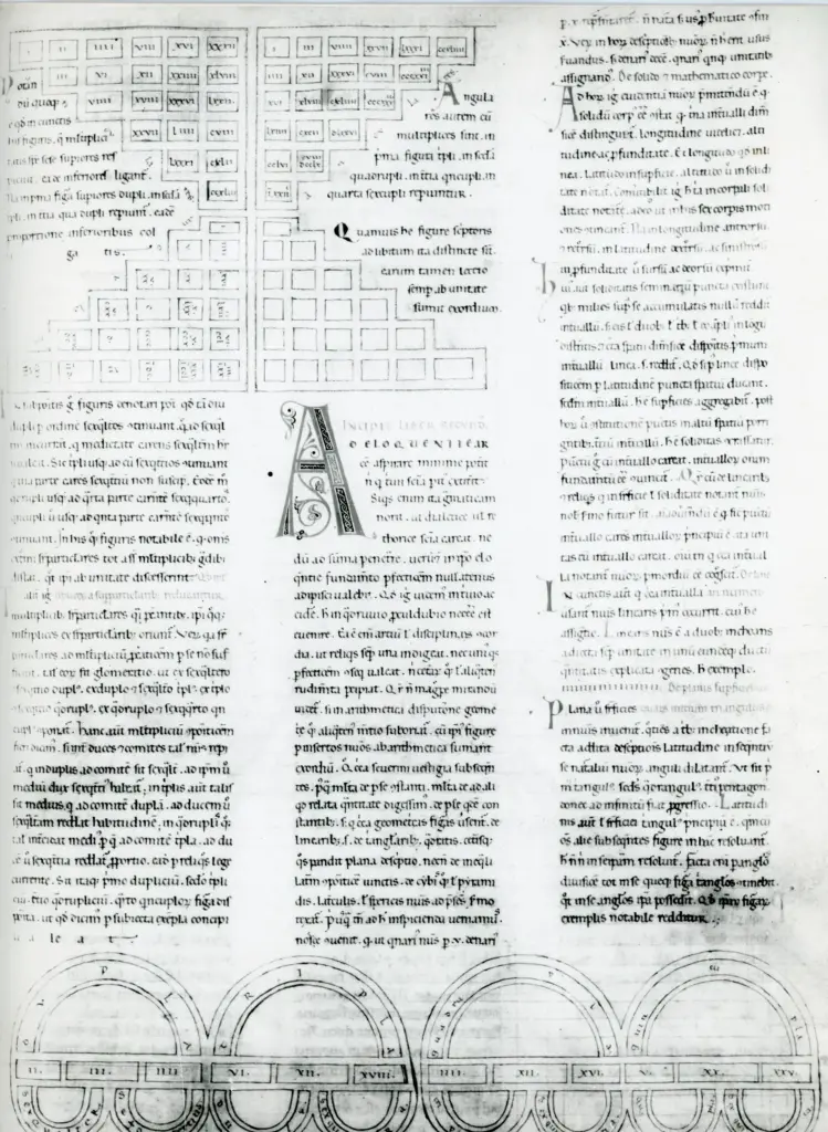 Anonimo , Anonimo italiano - sec. XII, 1170-1194 - Lucca, Biblioteca Capitolare Feliniana, Ms. 614, f. 208r, particolare , fronte