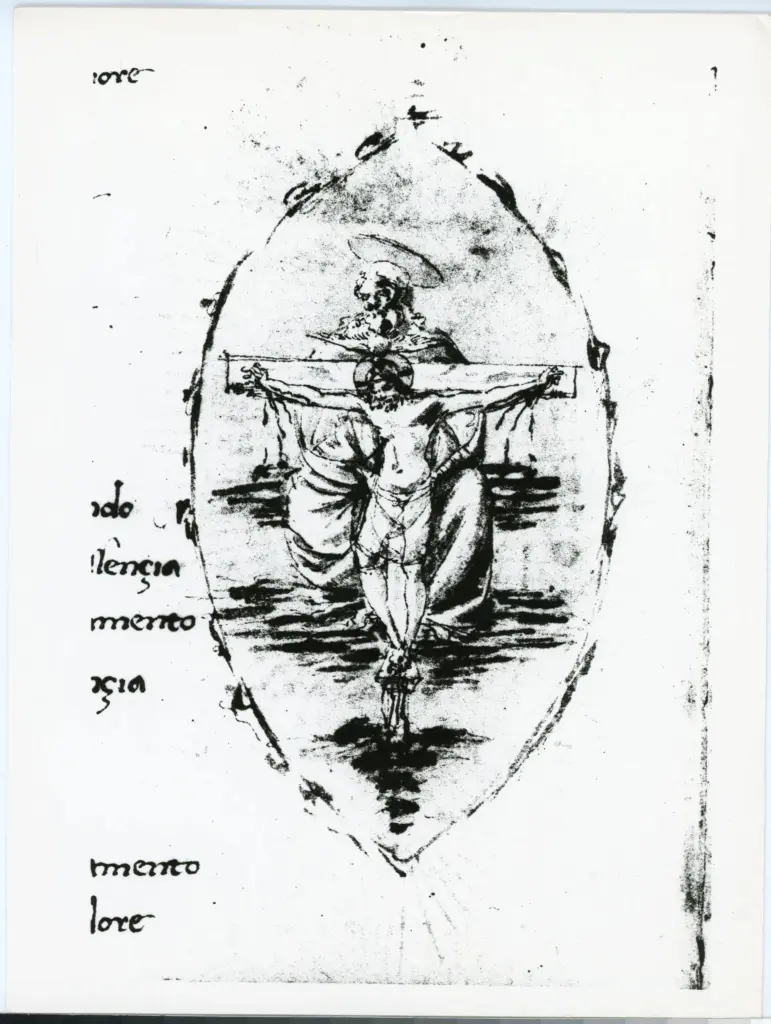 Anonimo sec. XV , Allegoria della Trinit&agrave;, Cristo crocifisso