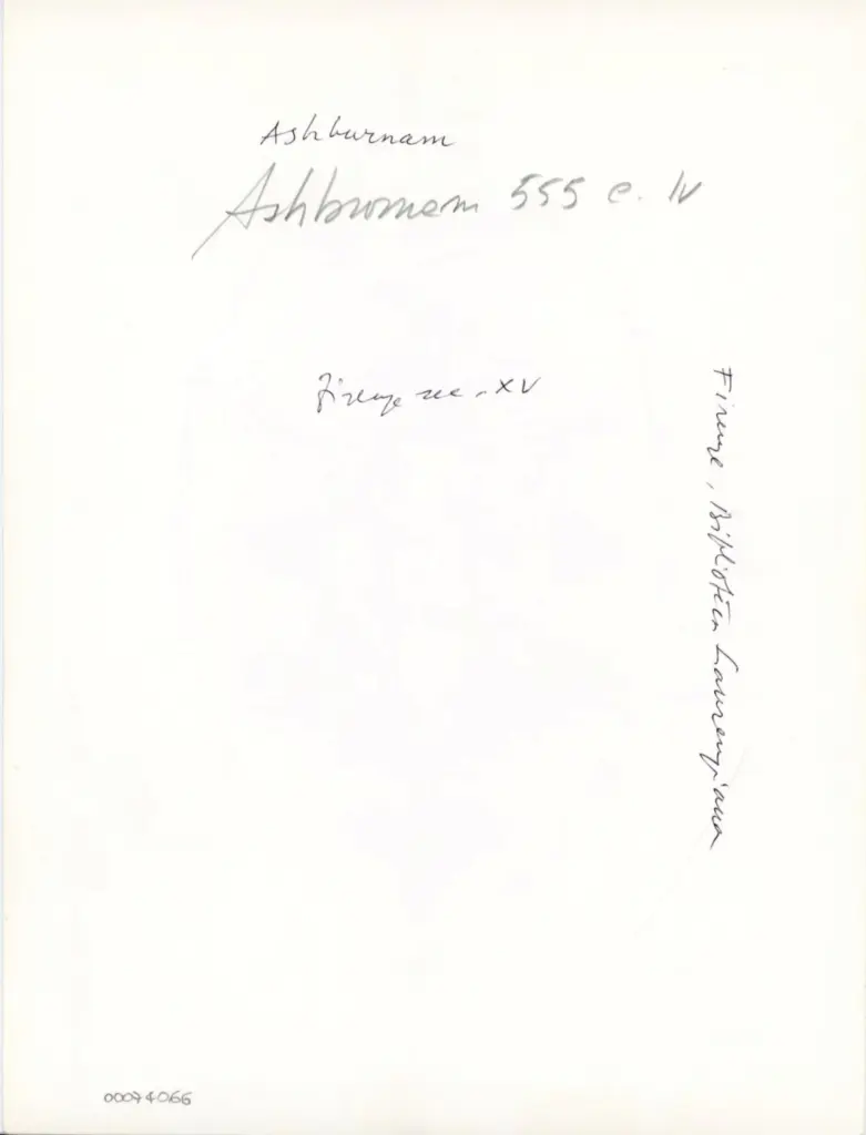 Anonimo , Ashburnham 555 c. IV , retro