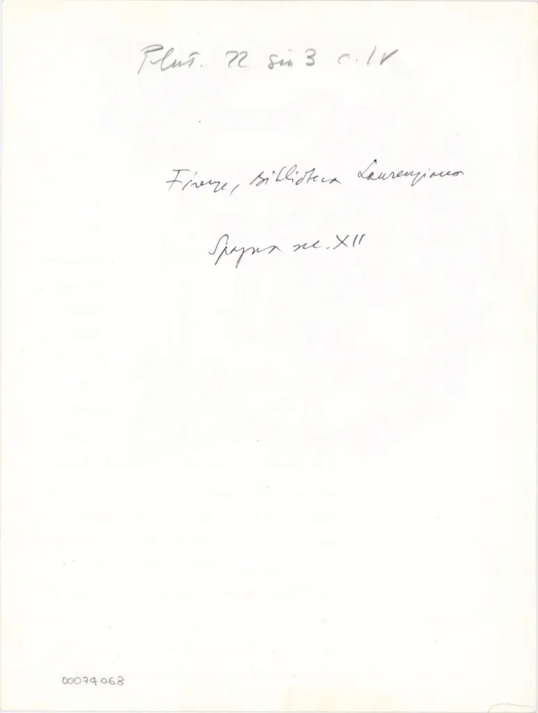 Anonimo , Plut. 22 sin. 3 c. Iv - Firenze, Biblioteca Laurenziana , retro