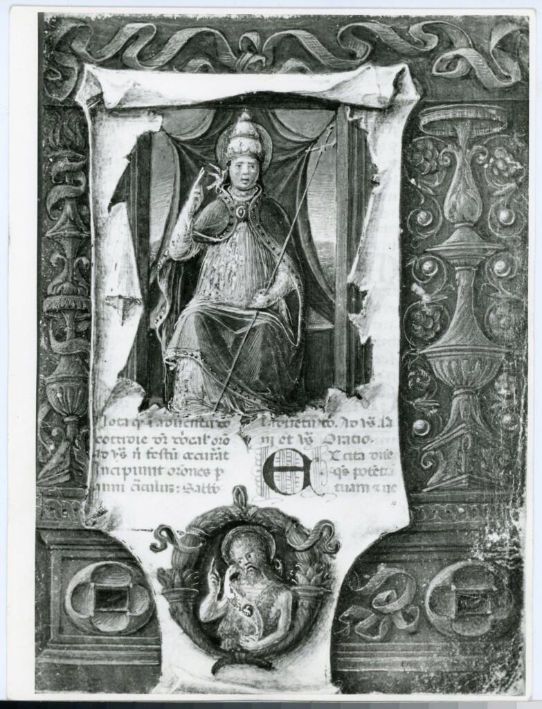 Anonimo , Miniatore toscano, fine sec. XV, Papa Gregorio Magno , fronte