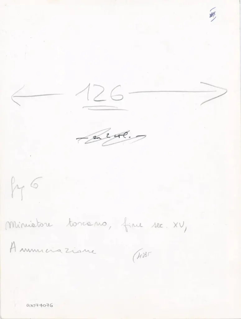 Anonimo , Miniatore toscano, fine sec. XV, Annunciazione , retro