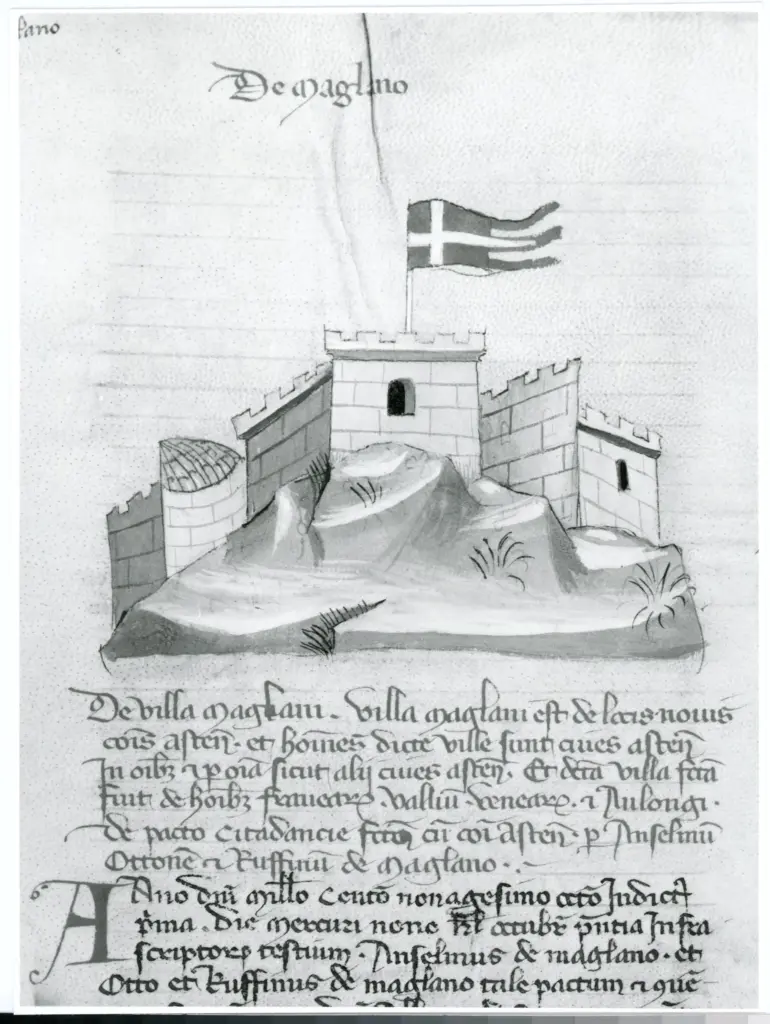 Rampazzi, Giustino , Grassi Giovannino de' - attr. - sec. XIV - Asti, Archivio di Stato, Codex Astensis o Liber Malabayla , fronte