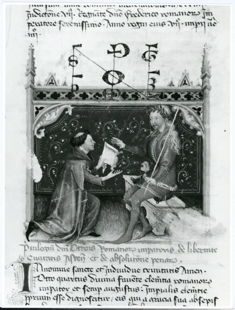 Rampazzi, Giustino , Grassi Giovannino de' - attr. - sec. XIV - Asti, Archivio di Stato, Codex Astensis o Liber Malabayla , fronte